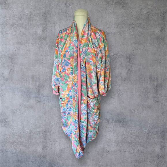 Vintage Victoria's Secret Gold Label Satin Bathrobe Floral Pattern One Size‎ - Picture 1 of 3